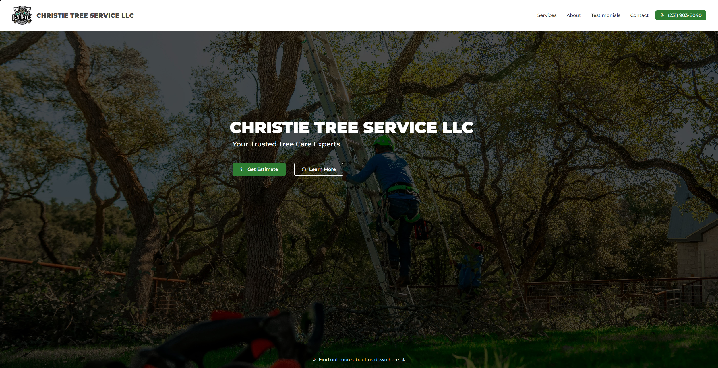 Screenshot of the Christie Tree Services LLC website