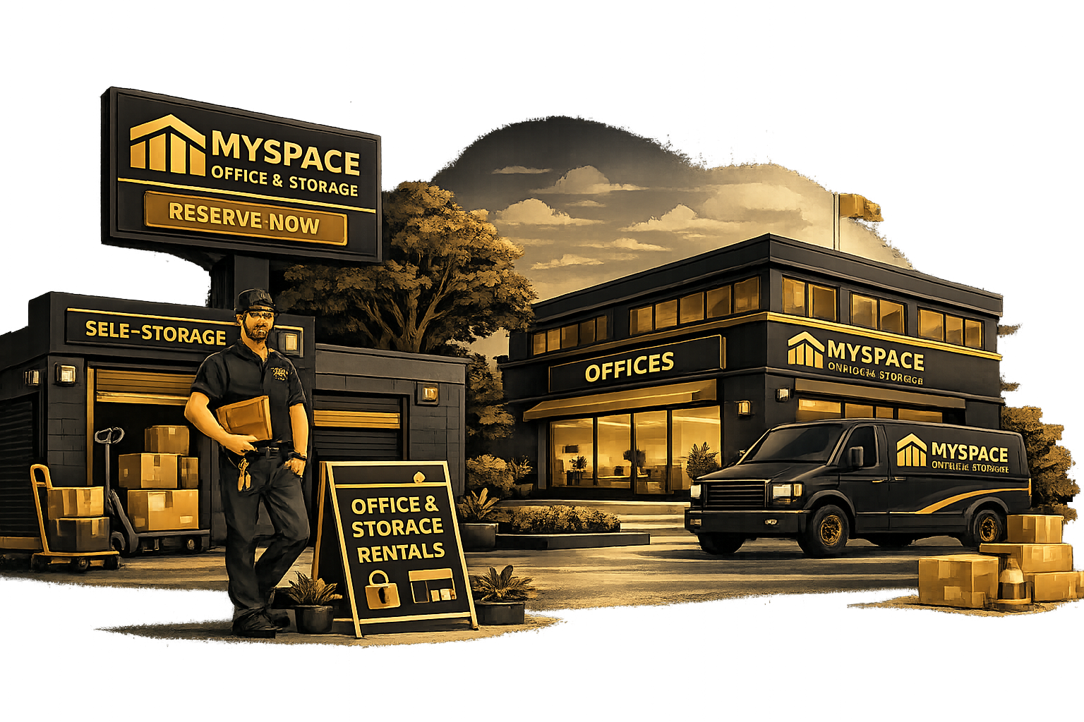 Screenshot of the MySpace Office & Storage website